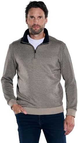 Engbers Herren Sweatshirt Braunbeige für Sport und Relaxen | Engbers Braunbeige Herren Sweatshirt mit Troyerkragen und