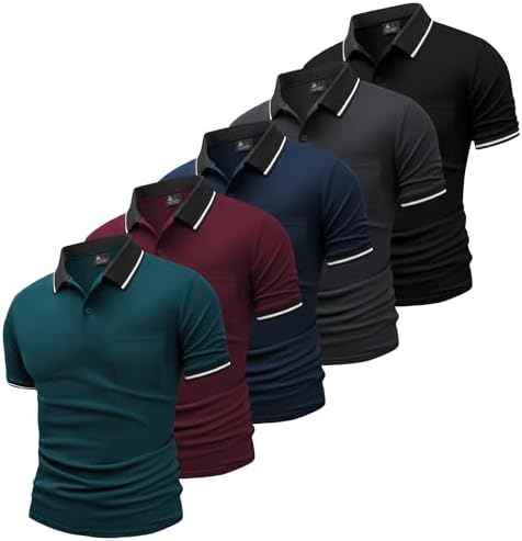 SwissWell 5er Pack Herren Polo T-Shirt Atmungsaktiv leicht Golfessen