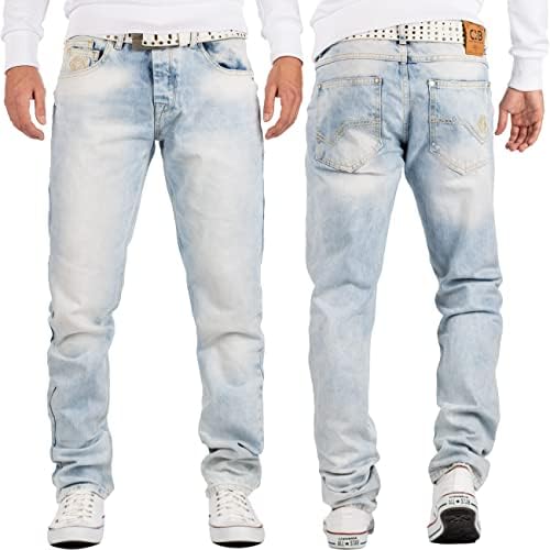 Cipo & Baxx Herren Jeans - Stilvolle Männer Jeans mit 5-Pocket-Design und Kontrastnähten | Bequemer Baumwoll-Elasthan-Mi