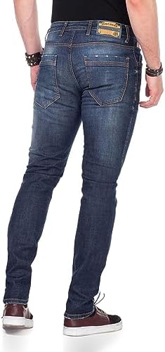 Cipo & Baxx Herren Jeans - Straight Fit mit modischen Waschungen, Nähten & Used-Look Details - Regular Denim