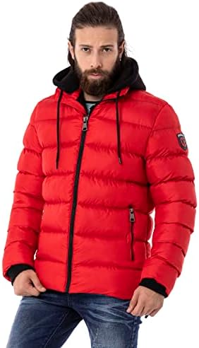 Cipo & Baxx Herren Mantel – Stylische Winterjacke mit warmem Innenfutter und abnehmbarer Kapuze für kalte Tage