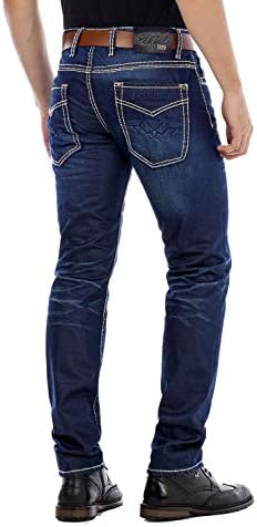 Cipo & Baxx Herren Jeans Hose Look Röhrenjeans Straight Fit Kontrastnähte Trendyhose | Cipo & Baxx Herren Jeans Hose Us