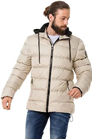 Cipo & Baxx Herren Mantel – Stylische Winterjacke mit warmem Innenfutter und abnehmbarer Kapuze für kalte Tage