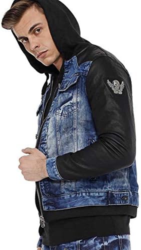 Cipo & Baxx Herren Hybrid-Denimjacke - Versatile Farben, Modisch und Komfortabel - für City und Outdoor - mit Knopf und