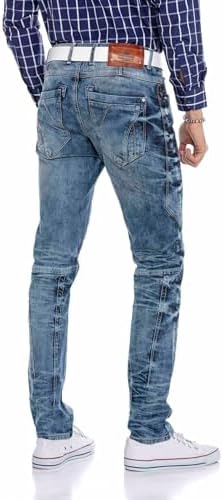 Cipo & Baxx Herren Jeans Hose Look Röhrenjeans Straight Fit Kontrastnähte Trendyhose | Cipo & Baxx Herren Jeans Hose Us