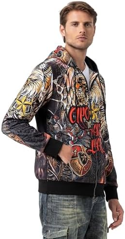 Cipo & Baxx Herren Sweatjacke Hoodie – Stylischer Pullover für Streetwear-Begeisterte mit Reißverschluss & Kapuze für Fr