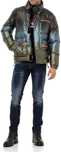 Cipo & Baxx Herren Mantel – Stylische Winterjacke mit warmem Innenfutter und abnehmbarer Kapuze für kalte Tage