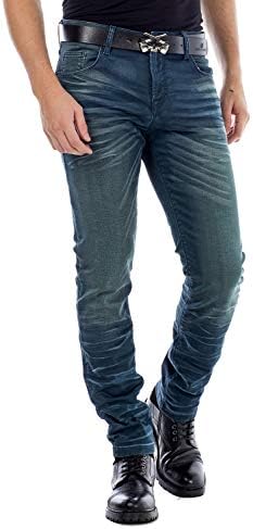 Cipo & Baxx Herren Jeans - Straight Fit mit modischen Waschungen, Nähten & Used-Look Details - Regular Denim - Trendige