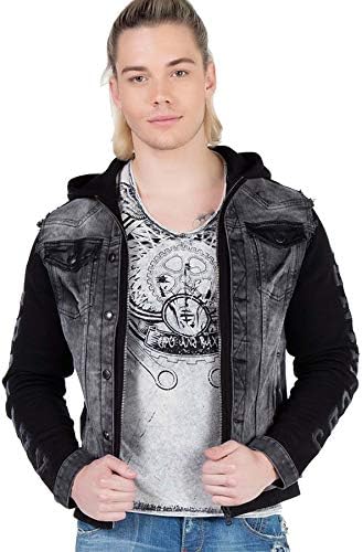 Cipo & Baxx Herren Hybrid-Denimjacke - Versatile Farben, Modisch und Komfortabel - für City und Outdoor - mit Knopf und