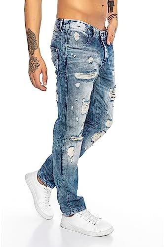 Redbridge Jeans - Regular Fit Denim Hose im Used Look mit Rissen – 5-Pocket Jeans für junge Männer & Frauen in Freizeit