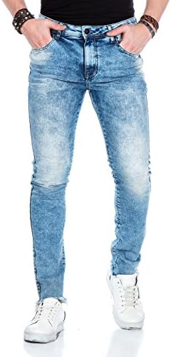 Cipo & Baxx Herren Jeans - Straight Fit mit modischen Waschungen, Nähten & Used-Look Details - Regular Denim