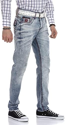 Cipo & Baxx Herren Jeans Hose Look Röhrenjeans Straight Fit Kontrastnähte Trendyhose | Cipo & Baxx Herren Jeans Hose Us