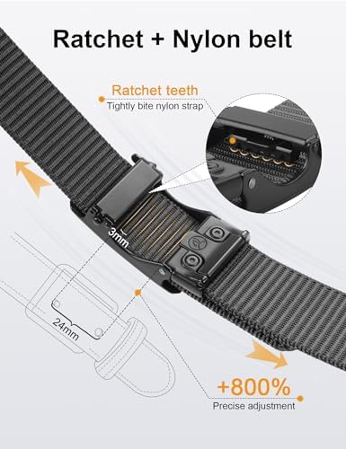 JUKMO Automatik Gürtel für Herren, robustes Nylon, 3,8cm Breite, praktische Ratsche-Funktion | JUKMO Herren Automatik G