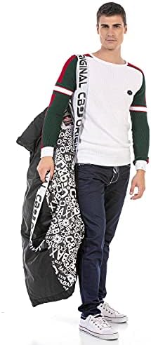 Cipo & Baxx Herren Mantel – Stylische Winterjacke mit warmem Innenfutter und abnehmbarer Kapuze für kalte Tage