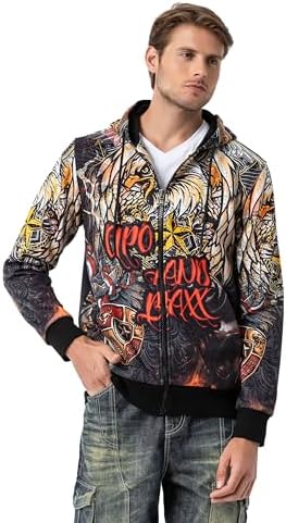 Cipo & Baxx Herren Sweatjacke Hoodie – Stylischer Pullover für Streetwear-Begeisterte mit Reißverschluss & Kapuze für Fr