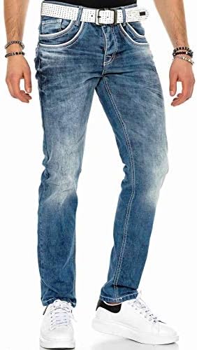 Cipo & Baxx Herren Jeans Hose Look Röhrenjeans Straight Fit Kontrastnähte Trendyhose | Cipo & Baxx Herren Jeans Hose Us