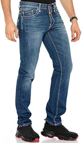 Cipo & Baxx Herren Jeans Hose Look Röhrenjeans Straight Fit Kontrastnähte Trendyhose | Cipo & Baxx Herren Jeans Hose Us