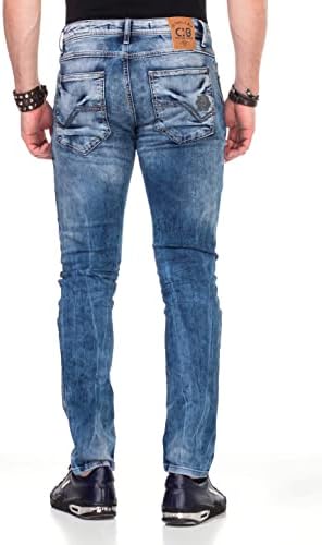 Cipo & Baxx Herren Jeans - Straight Fit mit modischen Waschungen, Nähten & Used-Look Details - Regular Denim