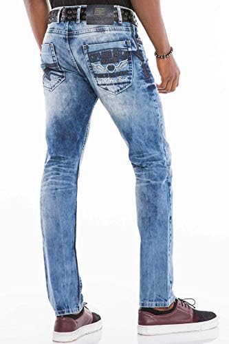 Cipo & Baxx Herren Jeans - Straight Fit mit modischen Waschungen, Nähten & Used-Look Details - Regular Denim
