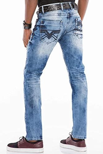 Cipo & Baxx Herren Jeans - Straight Fit mit modischen Waschungen, Nähten & Used-Look Details - Regular Denim - Trendige
