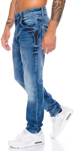 Cipo & Baxx Herren Jeans Slim Fit Hose mit dezenten dicken Nähten für Stadt- und Freizeitgebrauch | Cipo & Baxx Herren