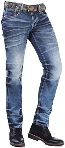 Cipo & Baxx Herren Jeans - Straight Fit mit modischen Waschungen, Nähten & Used-Look Details - Regular Denim