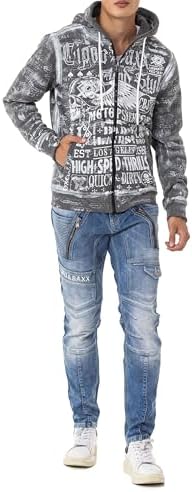 Cipo & Baxx Herren Sweatjacke Hoodie – Stylischer Pullover für Streetwear-Begeisterte mit Reißverschluss & Kapuze für Fr