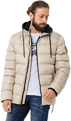 Cipo & Baxx Herren Mantel – Stylische Winterjacke mit warmem Innenfutter und abnehmbarer Kapuze für kalte Tage