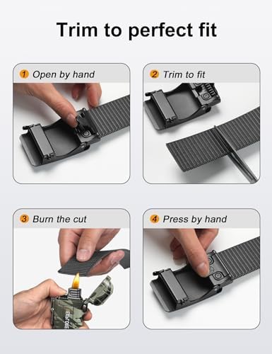 JUKMO Automatik Gürtel für Herren, robustes Nylon, 3,8cm Breite, praktische Ratsche-Funktion | JUKMO Herren Automatik G