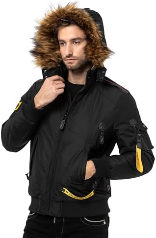 Cipo & Baxx Herren Mantel – Stylische Winterjacke mit warmem Innenfutter und abnehmbarer Kapuze für kalte Tage