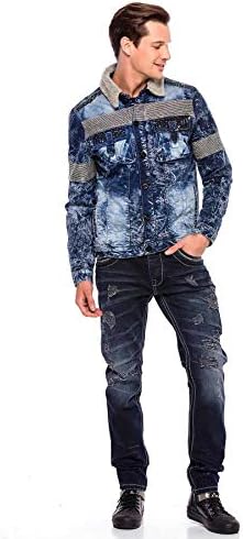 Cipo & Baxx Herren Jeans - Straight Fit mit modischen Waschungen, Nähten & Used-Look Details - Regular Denim