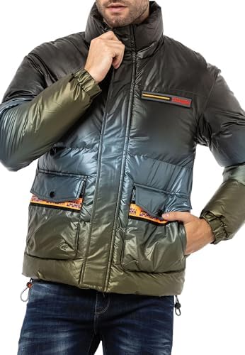 Cipo & Baxx Herren Mantel – Stylische Winterjacke mit warmem Innenfutter und abnehmbarer Kapuze für kalte Tage