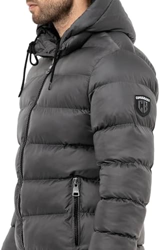 Cipo & Baxx Herren Mantel – Stylische Winterjacke mit warmem Innenfutter und abnehmbarer Kapuze für kalte Tage