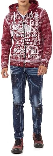 Cipo & Baxx Herren Sweatjacke Hoodie – Stylischer Pullover für Streetwear-Begeisterte mit Reißverschluss & Kapuze für Fr