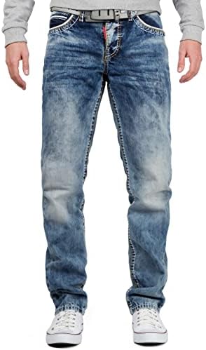 Cipo & Baxx Herren Jeans - Stilvolle Regular-Fit Denim mit Kontrastnähten | Bequeme & Modische Jeans für Männer | Stone-
