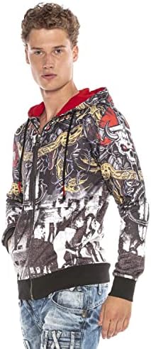 Cipo & Baxx Herren Sweatjacke Hoodie – Stylischer Pullover für Streetwear-Begeisterte mit Reißverschluss & Kapuze für Fr