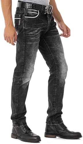 Cipo & Baxx Herren Jeans Hose Look Röhrenjeans Straight Fit Kontrastnähte Trendyhose | Cipo & Baxx Herren Jeans Hose Us