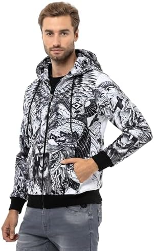 Cipo & Baxx Herren Sweatjacke Hoodie – Stylischer Pullover für Streetwear-Begeisterte mit Reißverschluss & Kapuze für Fr