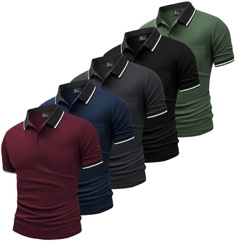 SwissWell 5er Pack Herren Polo T-Shirt Atmungsaktiv leicht Golfessen