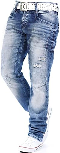 Cipo & Baxx Herren Jeans - Stilvolle Regular-Fit Denim mit Kontrastnähten | Bequeme & Modische Jeans für Männer | Stone-