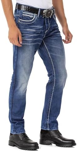 Cipo & Baxx Herren Jeans Hose Look Röhrenjeans Straight Fit Kontrastnähte Trendyhose | Cipo & Baxx Herren Jeans Hose Us