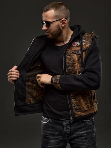 Cipo & Baxx Herren Hybrid-Denimjacke - Versatile Farben, Modisch und Komfortabel - für City und Outdoor - mit Knopf und