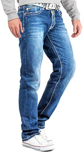 Cipo & Baxx Herren Jeans - Stilvolle Regular-Fit Denim mit Kontrastnähten | Bequeme & Modische Jeans für Männer | Stone-