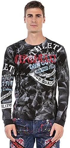 Cipo & Baxx Herren Langarm-Sweatshirt mit Rundhalsausschnitt und Print – Trendiger Look CL453