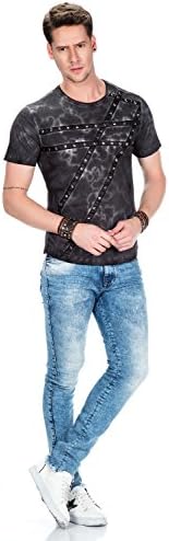 Cipo & Baxx Herren Jeans - Straight Fit mit modischen Waschungen, Nähten & Used-Look Details - Regular Denim - Trendige