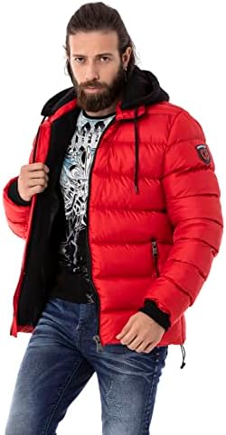 Cipo & Baxx Herren Mantel – Stylische Winterjacke mit warmem Innenfutter und abnehmbarer Kapuze für kalte Tage