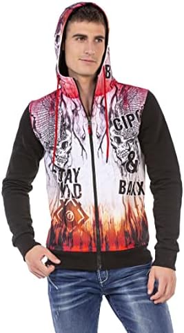 Cipo & Baxx Herren Sweatjacke Hoodie – Stylischer Pullover für Streetwear-Begeisterte mit Reißverschluss & Kapuze für Fr