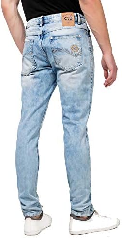 Cipo & Baxx Herren Jeans - Straight Fit mit modischen Waschungen, Nähten & Used-Look Details - Regular Denim - Trendige