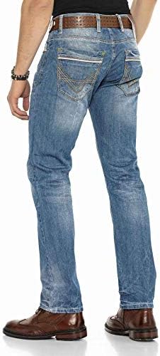 Cipo & Baxx Herren Jeans Hose Look Röhrenjeans Straight Fit Kontrastnähte Trendyhose | Cipo & Baxx Herren Jeans Hose Us