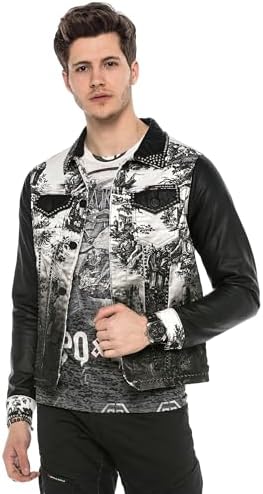Cipo & Baxx Herren Hybrid-Denimjacke - Versatile Farben, Modisch und Komfortabel - für City und Outdoor - mit Knopf und